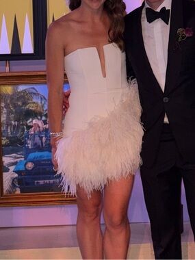 David Koma White Feather Cady Mini Dress